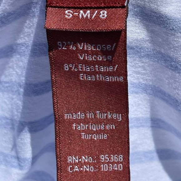 Olsen Europe White Blue Stripped Pink Red Floral Cap Sleeve Blouse Size M - Picture 4 of 8